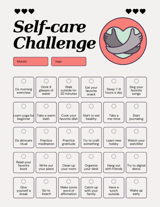 Self care wellness planner